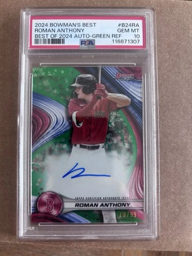 2024 Bowmans Best Roman Anthony Best Of 2024 Auto Green Ref /99  Red Sox PSA 10