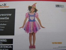 NEW CELEBRATE SCARECROW SWEETIE COSTUME SIZE TODDLER 2T-DRESS HAT