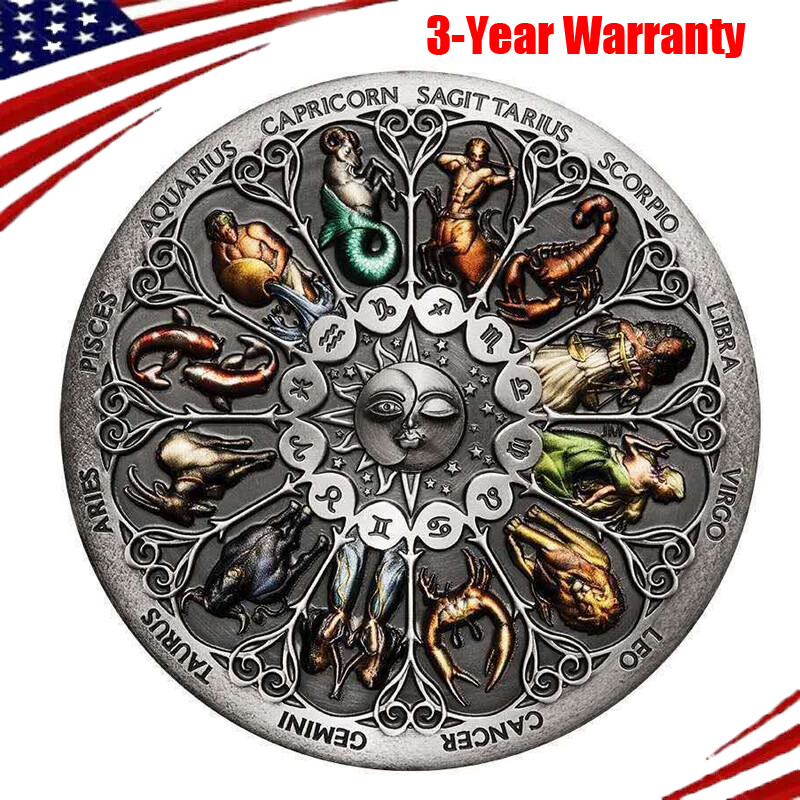 1PC 12-Constellation Relief Memorial Badge Collectible Coins Commemorative Coin