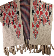 Southwest Fringe Blanket Poncho Sweater Shawl Wrap Tribal Boho Chic One Size