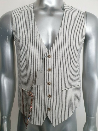 GIACCA PRIMO EMPORIO UOMO 2 3615 2194 TOP DROP 7 BIANCO A RIGHE ELEGANTE NUOVA - Foto 3 di 3