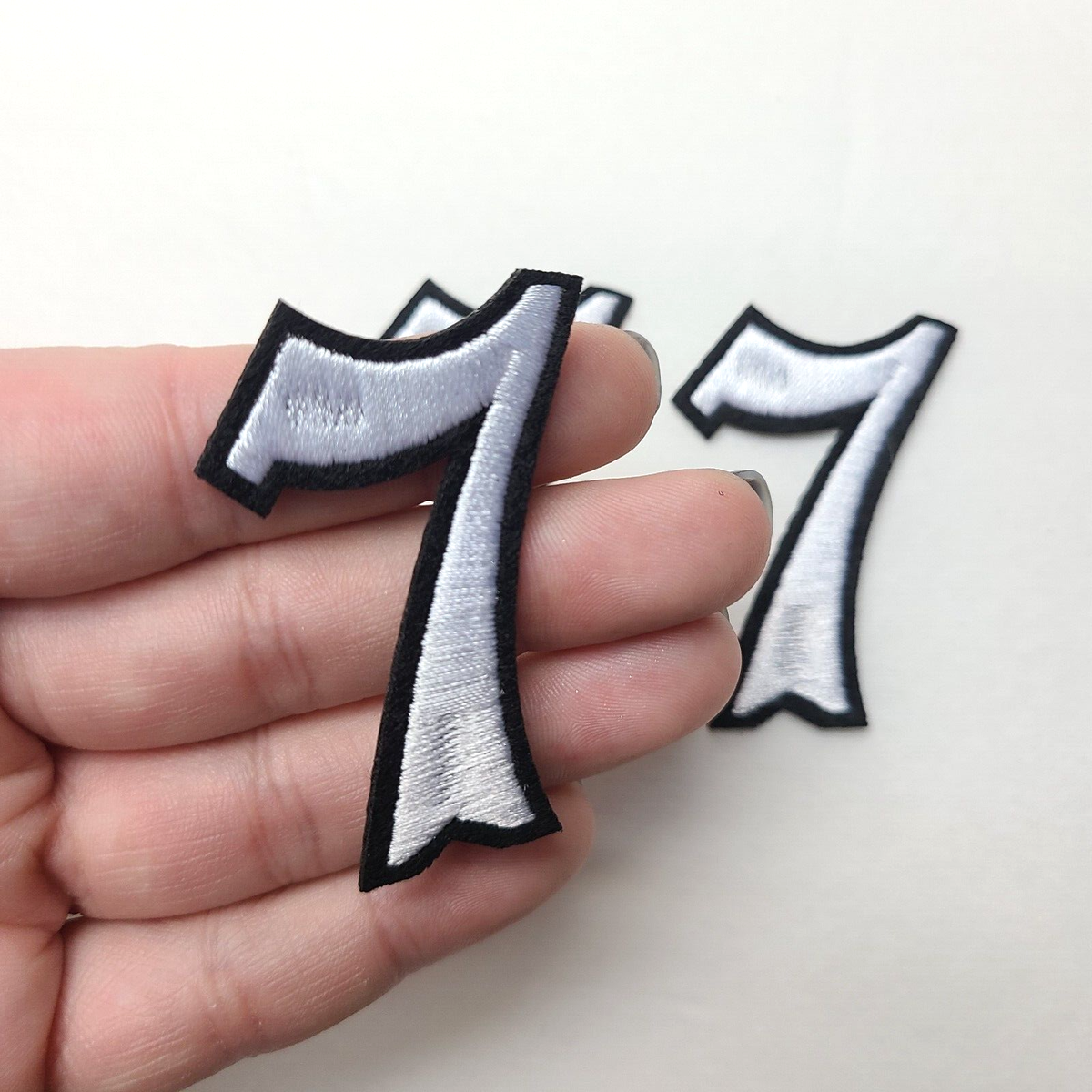 777 Angel Numbers Black & White Iron-On Embroidered Patch