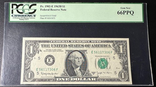 Fr.1902-E 1963B 1 $ Federal Reserve Schein 66PPQ GEM NEU