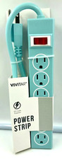 Vivitar 6 Outlet Safety Surge Protector Plug AC Wall Power Strip SKY BLUE 