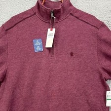 Izod Saltwater Sweater Men Large Burgundy Relaxed Fleece Pullover Sweatshirt NEW