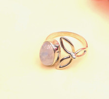 Natural Moonstone Gemstone Handmade Ring,18k Gold Plated925 Sterling Silver Ring