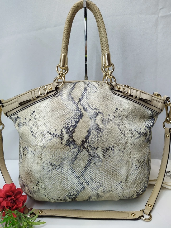 Cartera Bolso de Hombro Coach Madison Lindsey Edición Limitada Pitón Cuero Repujado Foto 4 de 4