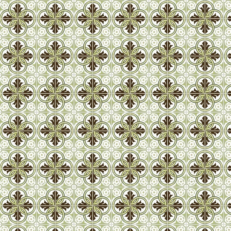 MyTinyWorld 1 12th Brown and Sage Green Design Tile Sheet With Pale Grey Grout