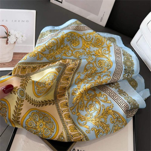 70x70cm Women's Silk Scarf – Luury Printed Pashmina Shawl & Headband - Picture 3 of 65