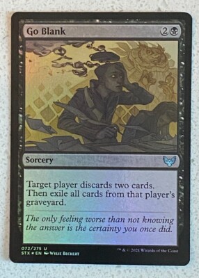 blank foil mtg cards Misprint - Magic The Gathering Miscut Card - Filler Card - NM The only feeling worse than not knowing the answer is the certainty that you once did. Go Blank [Strixhaven: School of