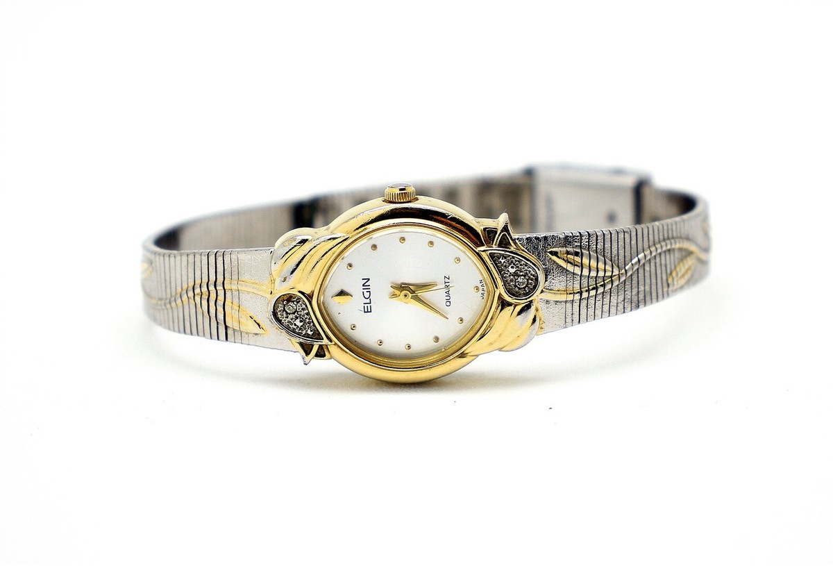 ELGIN EK909-007 Gold/Silver Tone Oval Dial Quartz Women's Watch