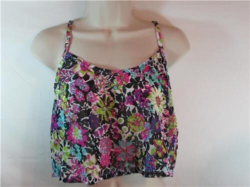 NWT Island Soul Sleeveless Cover-Up Top Sheer w/ Bright Floral Print Size Large - Picture 1 of 3