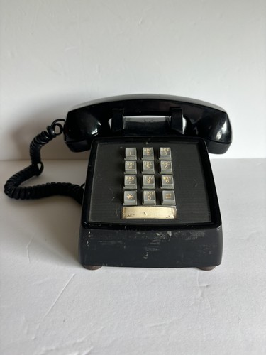 Vintage BELL System Western Electric Push Button Dial Phone in Black- Tested