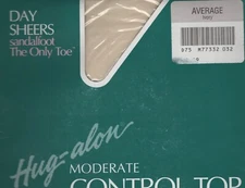 Panty Hose Hug Control Top Smoky Taupe Day Sheers Ivory Sandalfoot Hug-Alon