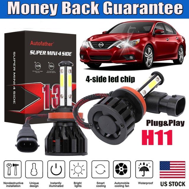For Nissan Altima LED KIT 2x H11 H8 H9 Headlight Bulbs 600W 60000lm 6000K White eBay