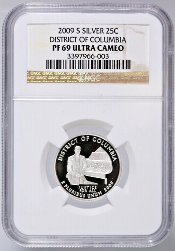 2009-S Silver 25C District of Columbia NGC PF69 Ultra Cameo