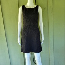 ANN TAYLOR Black Jacquard Bamboo Sheath Dress 0