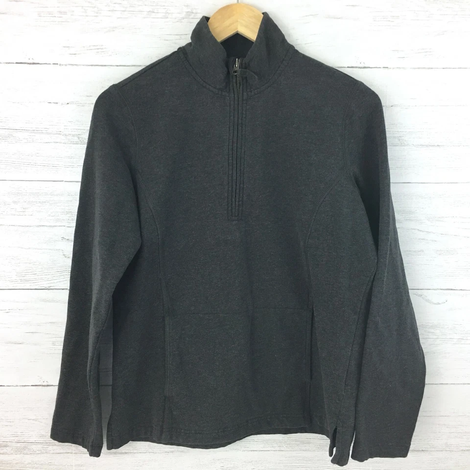 Eddie Bauer Mujer Gris Oscuro 1/2 Cremallera Atlética Top Bolsillo Frontal Sudadera PM Foto 2 de 4