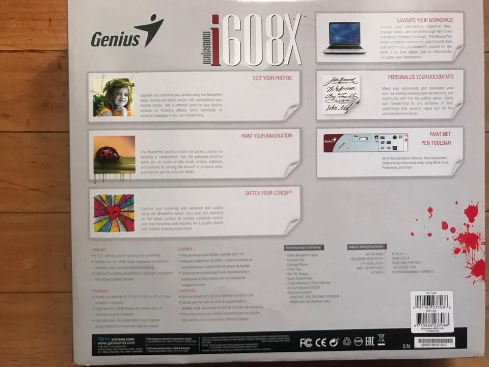 Genius MousePen i608X Pen Tablet Gray in Box New (Windows 8 and Mac Compatible) - Image 4 of 4