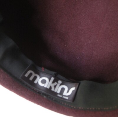 Vintage l 80s Makins New York Maroon Felted Wool Round Crown  display picture 2