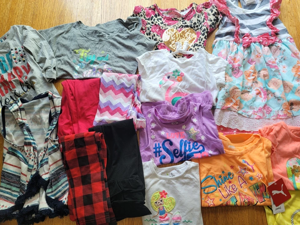 Lote Mixto Talla 5 Niñas Ropa 1 Vestido 4 Pantalones 9 Camisas 1 Chaleco Varias Marcas Foto 3 de 4