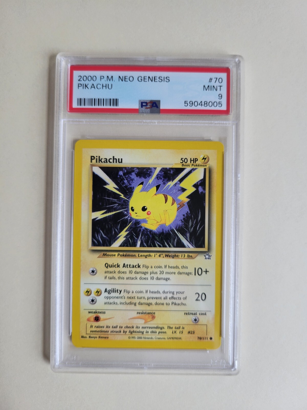 2000 Pokemon - Pikachu 70/111 Neo Genesis Common - GRADED PSA 9 Mint