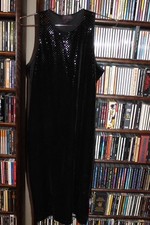 Ralph Lauren Black Saturday Night knit Velvety Dress w shiny circles M NEW (203)