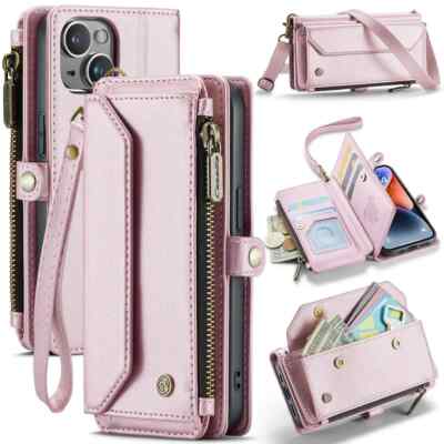 Leather Wallet Case for Apple iPhone 14 Plus Crossbody Screen Protective Cover 