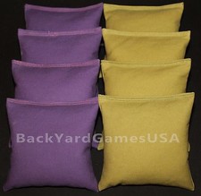 ALL WEATHER CORNHOLE BEAN BAGS Purple  Gold Resin Filled WATERPROOF