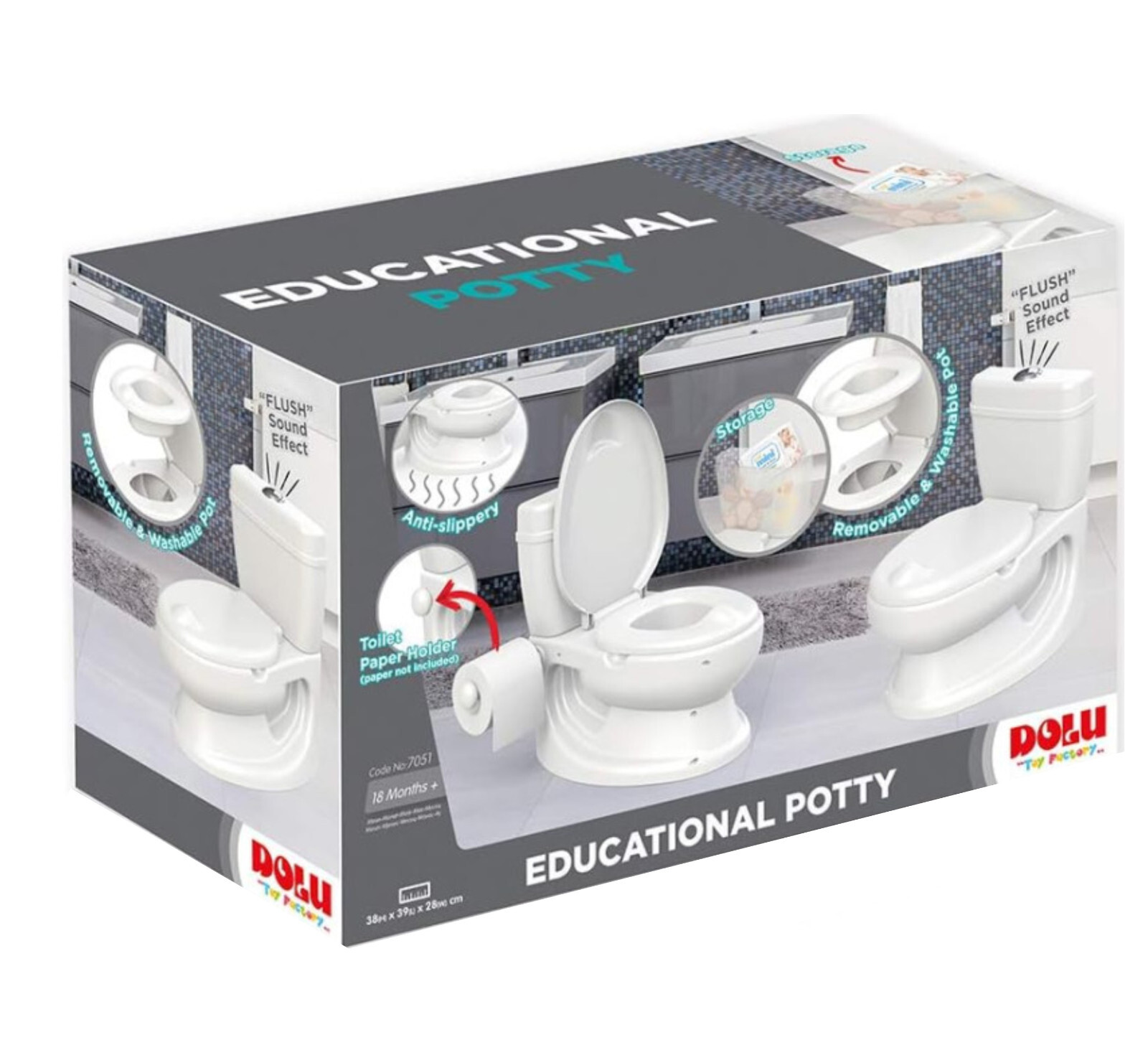 Potty Training Dolu Educational Toddlers Toilet White Realistic Sounds Washable