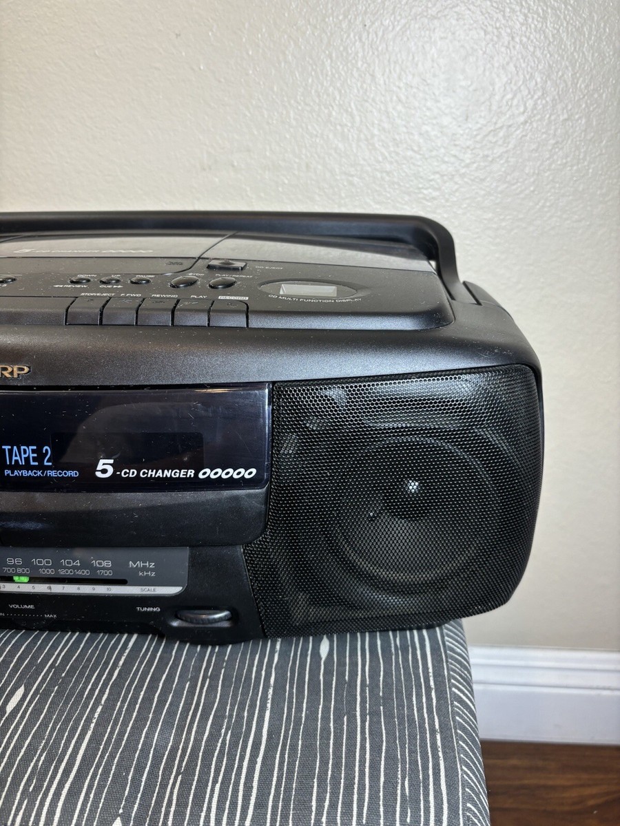Sharp Boombox CD Tape Compact Disc Cassette 5 Changer WQ
