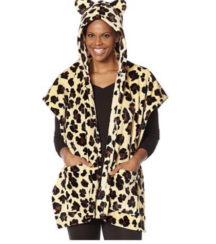Wearable Animal Hooded Wrap Leopard Hoodie Blanket Throw Shawl W/ Pockets New OS - Picture 2 of 14