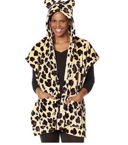 Soft & Cozy Leopard Animal Hooded Blanket Shoulder Wrap Throw Robe Pocket NWT OS - Afbeelding 1 van 3