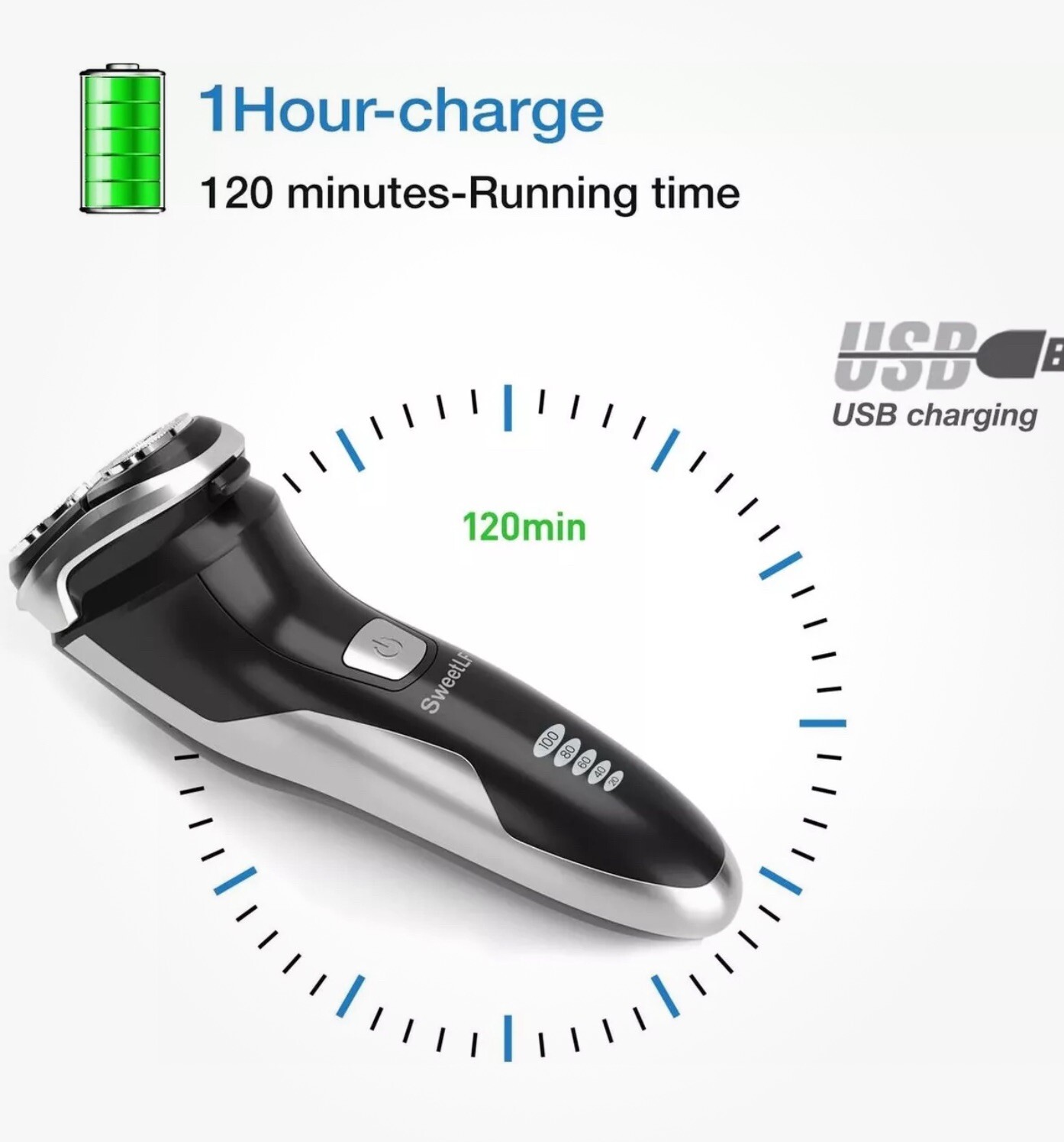 SweetLF Electric Shaver for Men Wet and Dry Waterproof Electric Razor