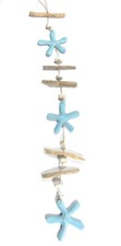 Driftwood Garland Star Fish w/ White Stone 40" Blue - Rustic Cottage Accents  