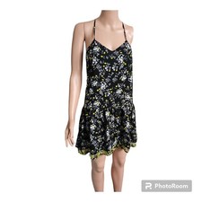 Princess Vera Wang Women's Flounce Hem Black Dress Floral Print Sz XS NWOT 