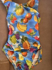 Foxy  s GYMNASTICS dance LEOTARD Child Large 12 FRUIT open back FOXY foxy's