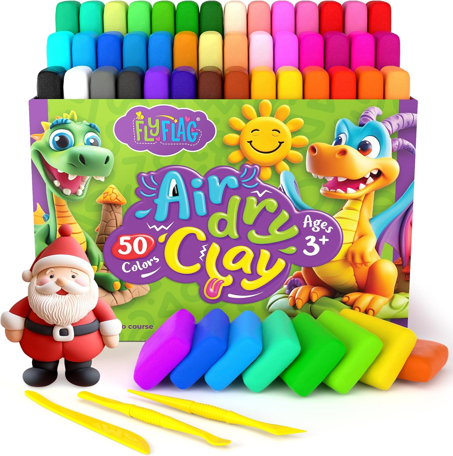 Air Dry Clay Kit - 50 Colors, Soft & Ultra Light, Modeling Clay for Kids with Ac
