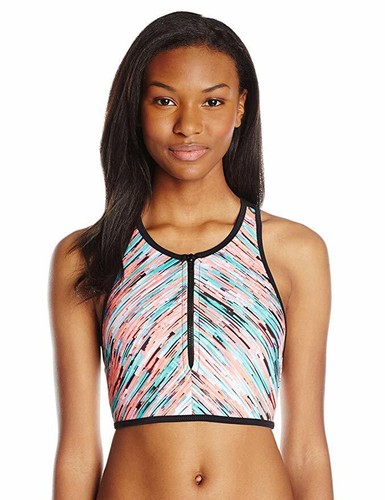 Zip Front Crop Top Rash Guard Shirt | eBay
