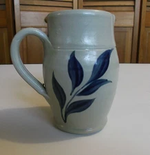 HANDMADE CLAY CREAMER by The Williamsburg Pottery Handpainted Leaf Design  