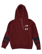 JACK WILLS Womens Loose Fit Graphic Hoodie Jumper UK 10 Small Maroon AV02