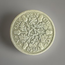 Great Britain King George V 1930 - 6 Pence / Sixpence - 4th Coinage- .500 Silver