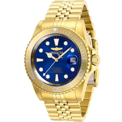 Invicta Pro Diver Blue Dial Gold Tone Men's 42mm NH35A. Automatic Watch- 30097