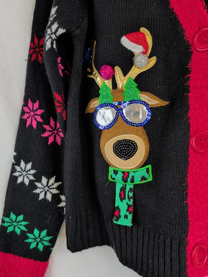 Gafas de sol suéter feo de vacaciones reno adornadas metálicas talla mediana Foto 3 de 4