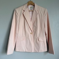 Vintage Talbots Silk Cotton Blend Blazer Pink Single Button Suit Jacket 4