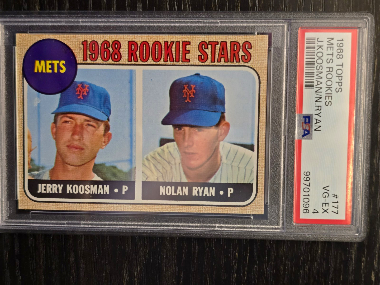 Topps 1968 #177 Mets Rookies Jerry Koosman / Nolan Ryan MLB Rookie PSA 4