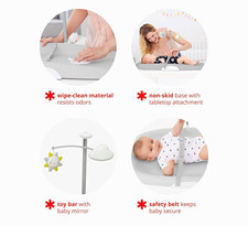 Skip Hop Baby Changing Pad Gray Wipeable Non-Skid Safety Belt Toy Bar
