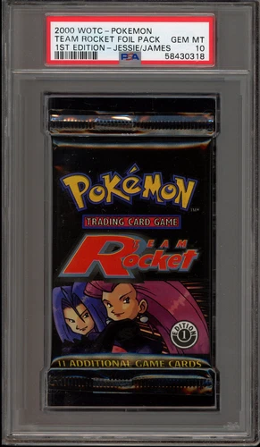 Pokemon Team Rocket 1st Edition Jessie/James Art Sealed Booster Pack PSA 10