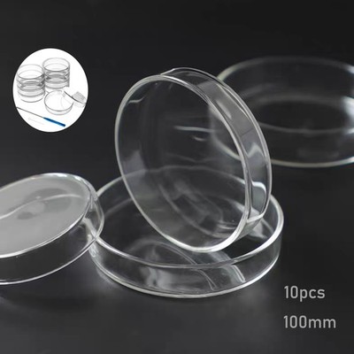 10Pcs 100mm Glass Petri Dishes with Lids Autoclavable Lab Petri Plates Reusable