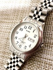 SEIKO Alba Day Date 1993 Vintage White Dial Quartz Men's Watch Working